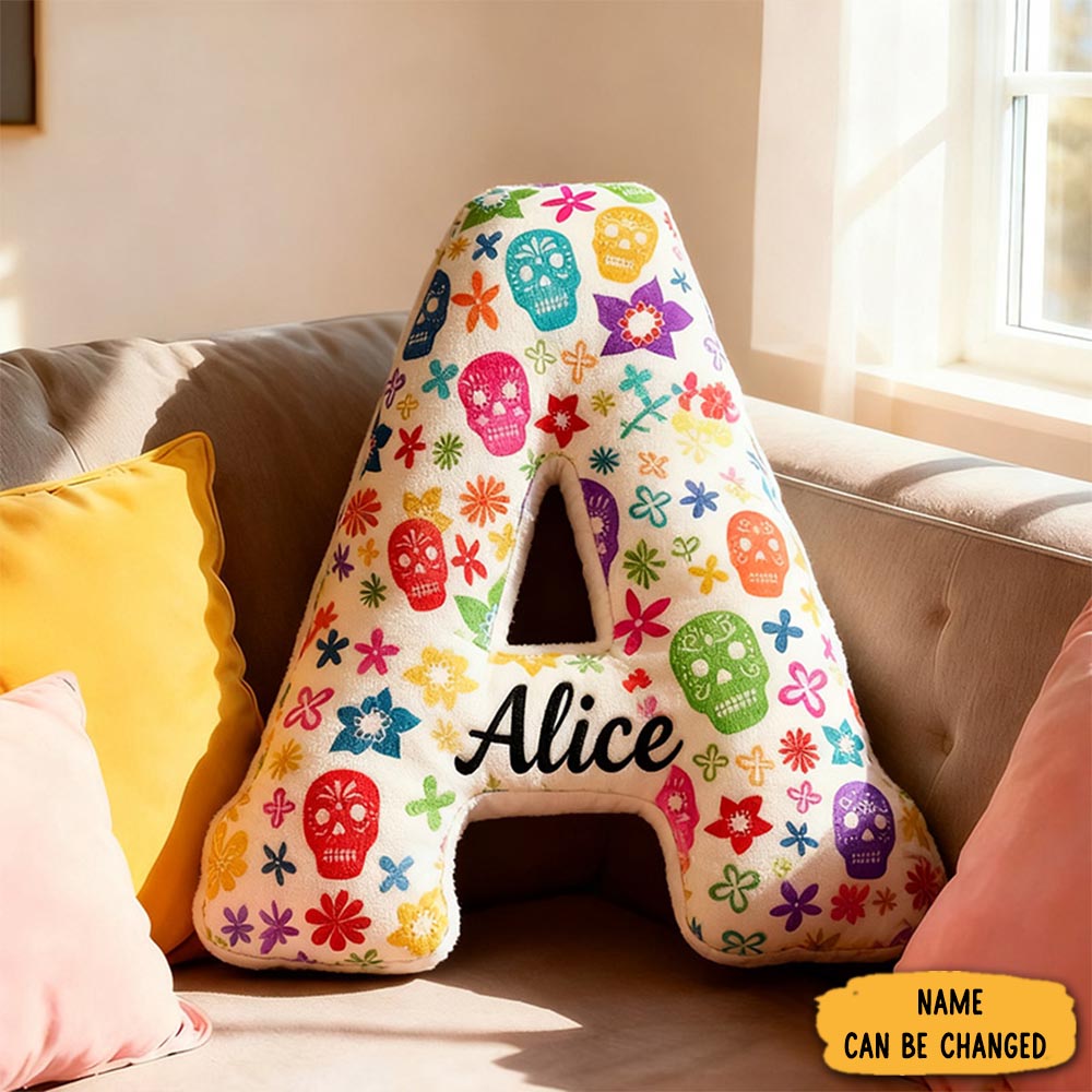 Personalized Funny Pillow Christmas Graphic 3d Print Floral The Day Of The Dead Holiday With Custom Name-1
