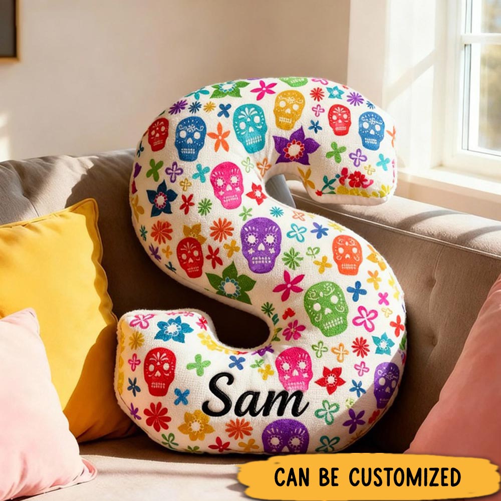Personalized Funny Pillow Christmas Graphic 3D Print Floral The Day of the Dead Holiday with Custom Name