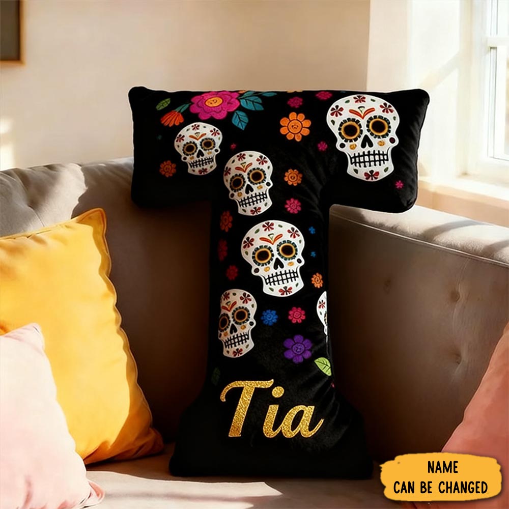 Personalized Funny Pillow Christmas Graphic 3d Print Flowers The Day Of The Dead Holiday With Custom Name-1