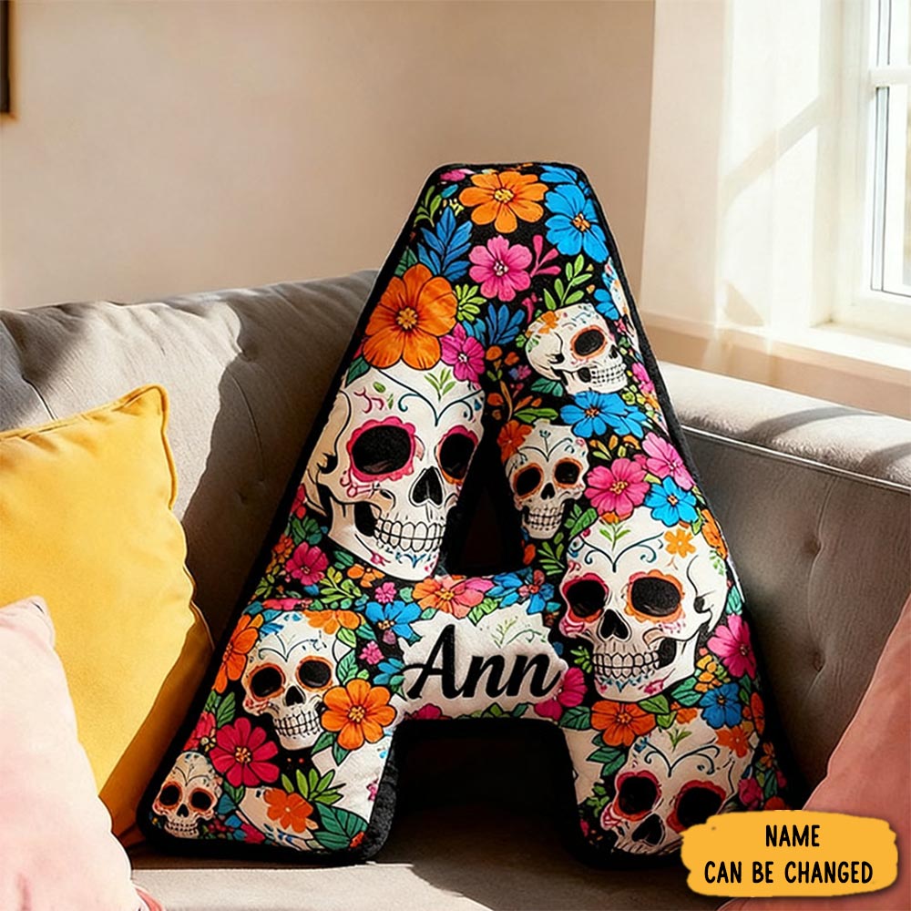 Personalized Funny Pillow Christmas Graphic 3d Print Flowers The Day Of The Dead Holiday With Custom Name