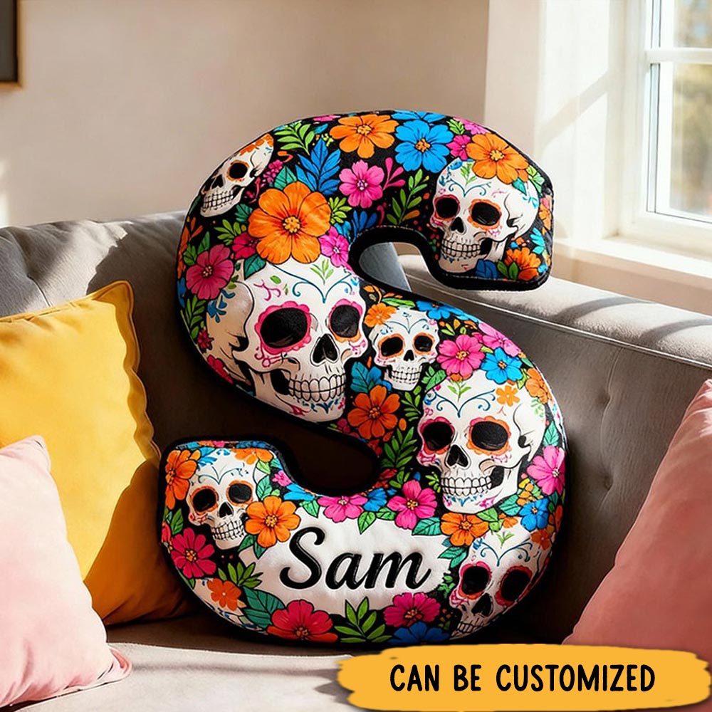 Personalized Funny Pillow Christmas Graphic 3D Print Flowers The Day of the Dead Holiday with Custom Name