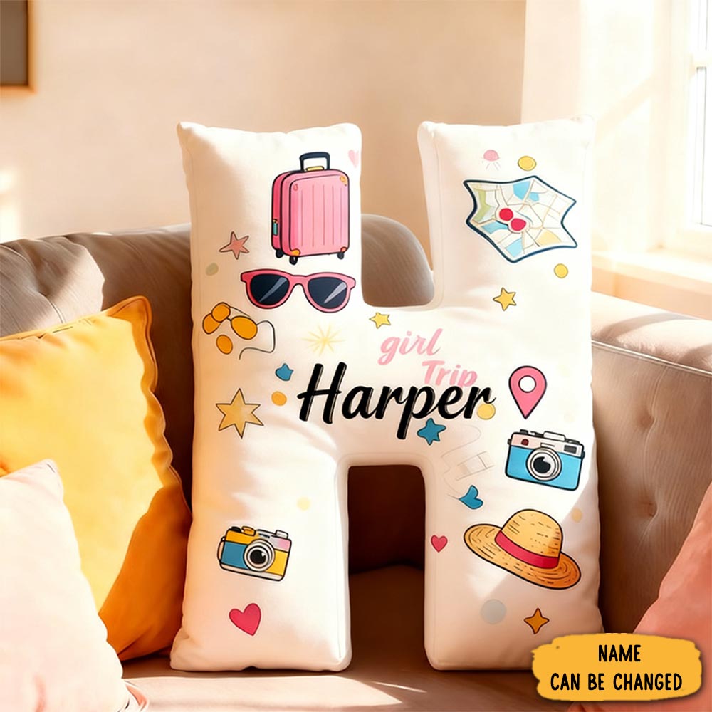 Personalized Funny Pillow Christmas Graphic 3d Print Girl S Trip Letter Customized Name Gift For Travel Lovers