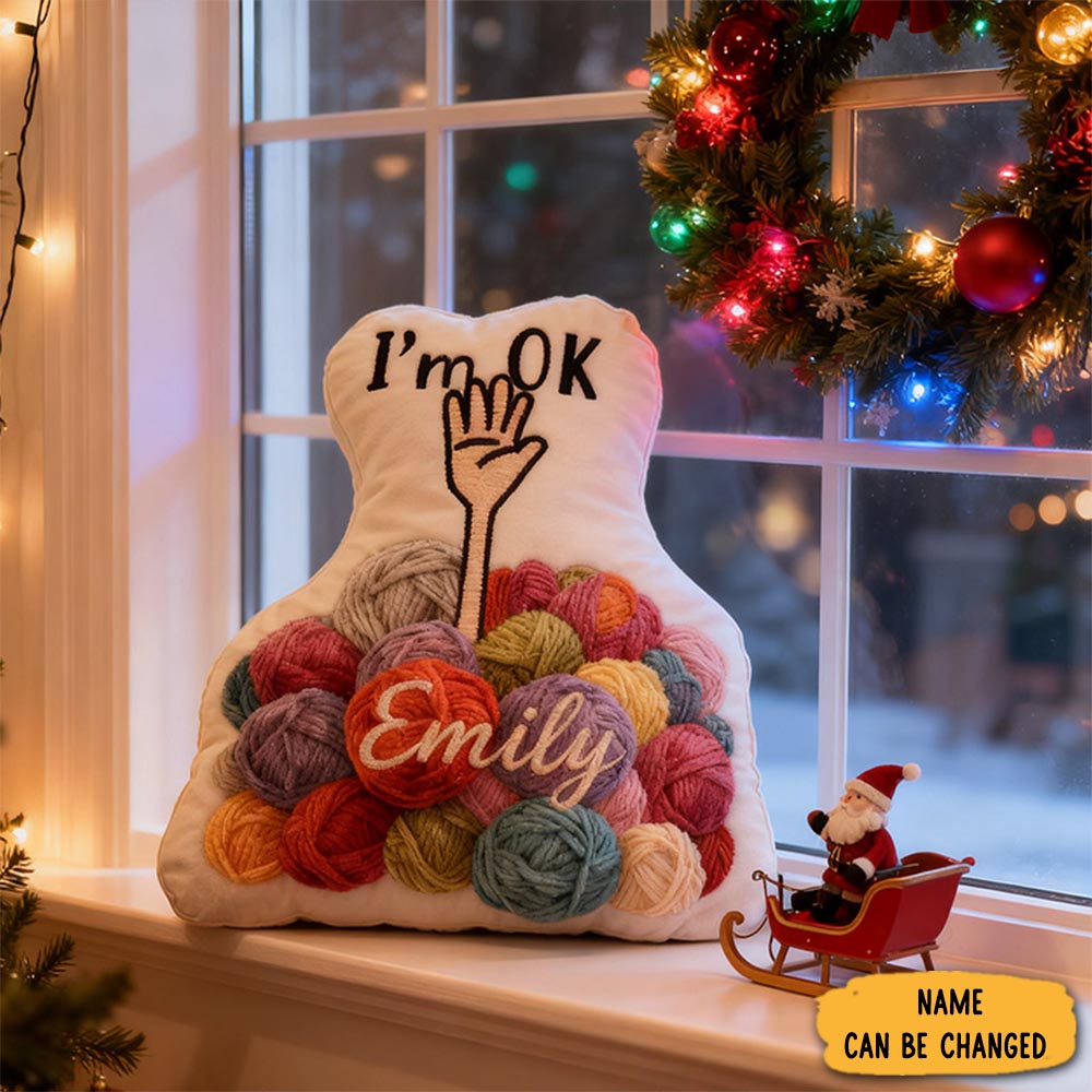 Personalized Funny Pillow Christmas Graphic 3d Print I M Ok Knitting Customized Name Gift For Knitting Lovers