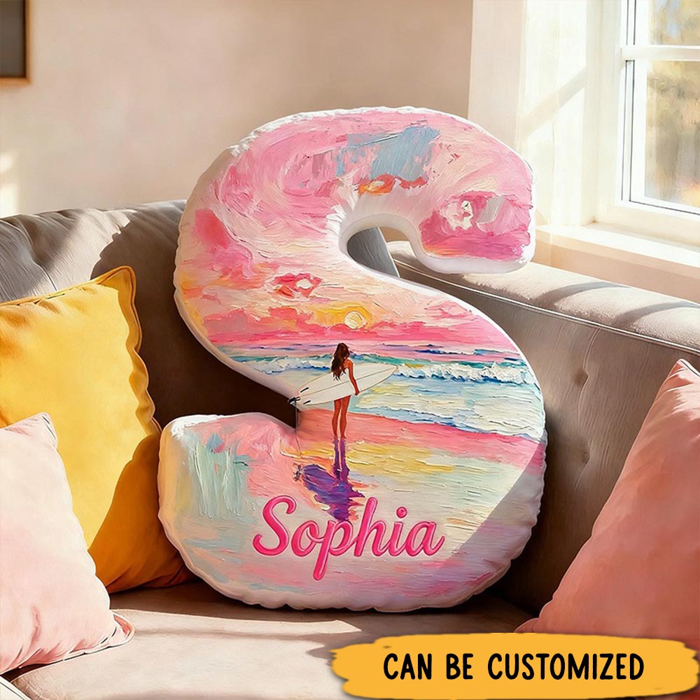 Personalized Funny Pillow Christmas Graphic 3D Print Surfing at Sunset Travel Souvenirs Gift for Travel Lovers