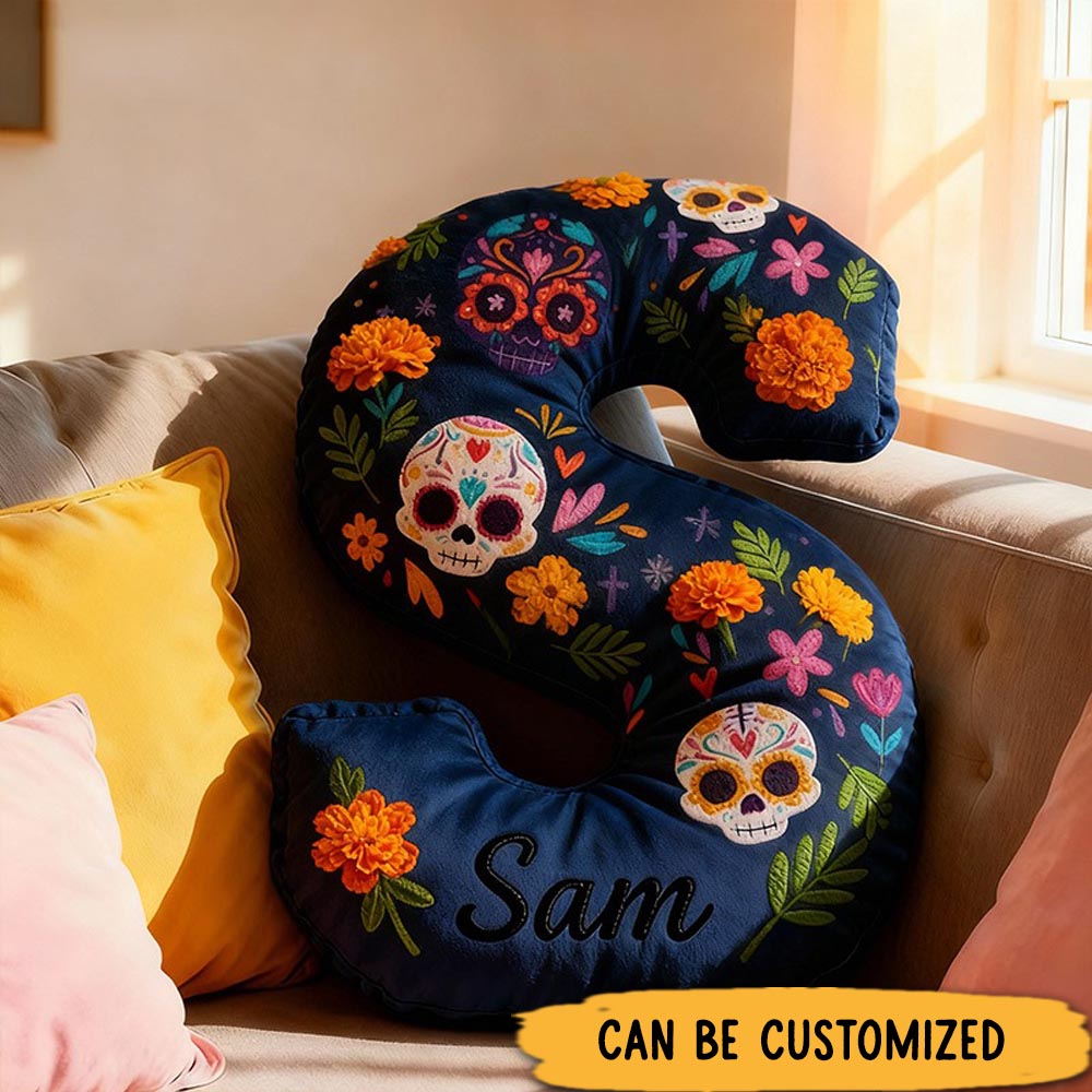 Personalized Funny Pillow Christmas Graphic 3D Print The Day of the Dead Skull Holiday with Custom Name