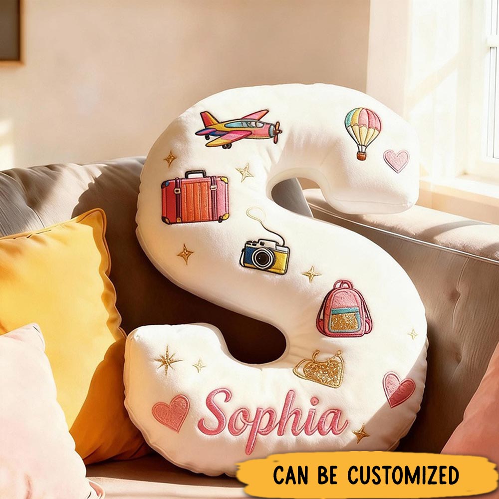 Personalized Funny Pillow Christmas Graphic 3D Print Travel Items Letter Customized Name Gift for Kids