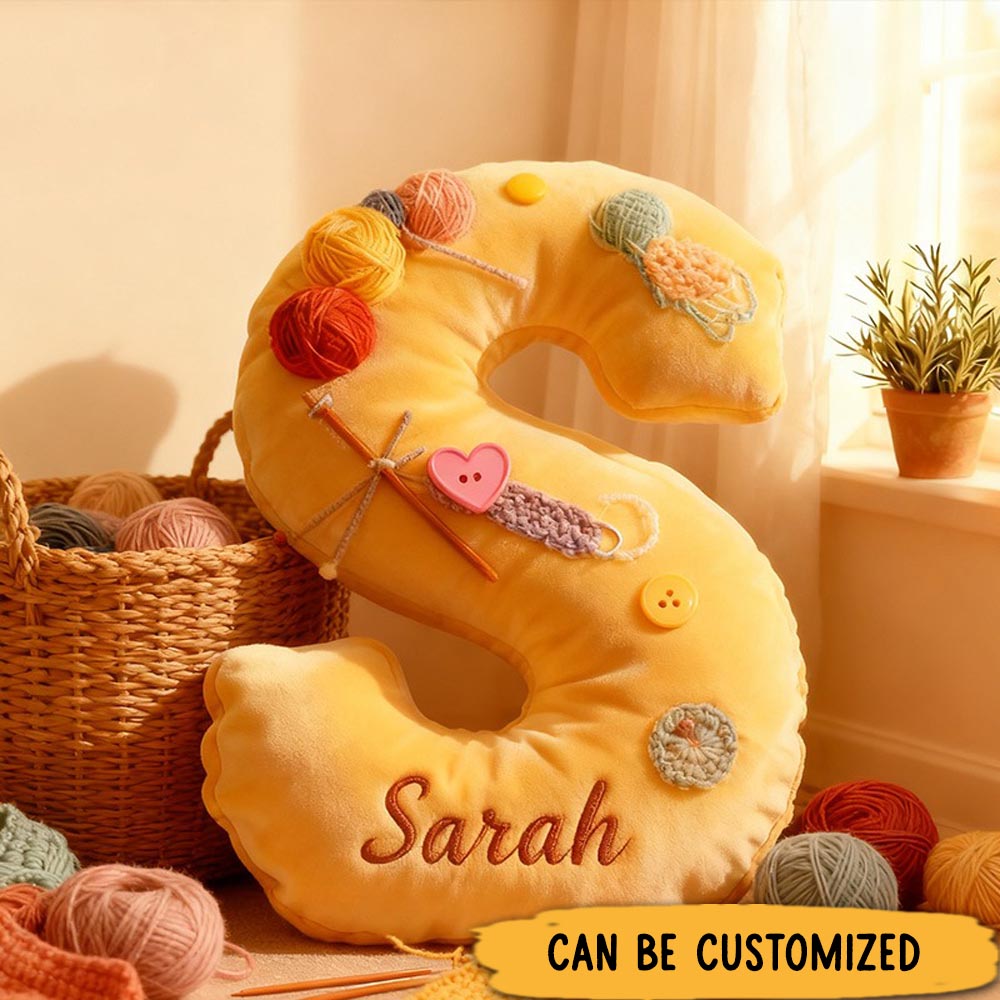 Personalized Funny Pillow Christmas Graphic 3D Print Yarn Letter Customized Name Gift for Knitting Lovers