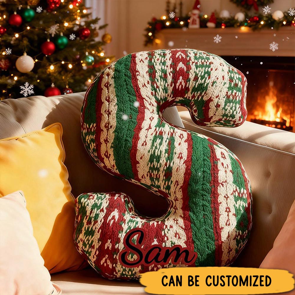 Personalized Funny Pillow Christmas Yarn Twist Graphic Print Letter Customized Name Gift for Kids