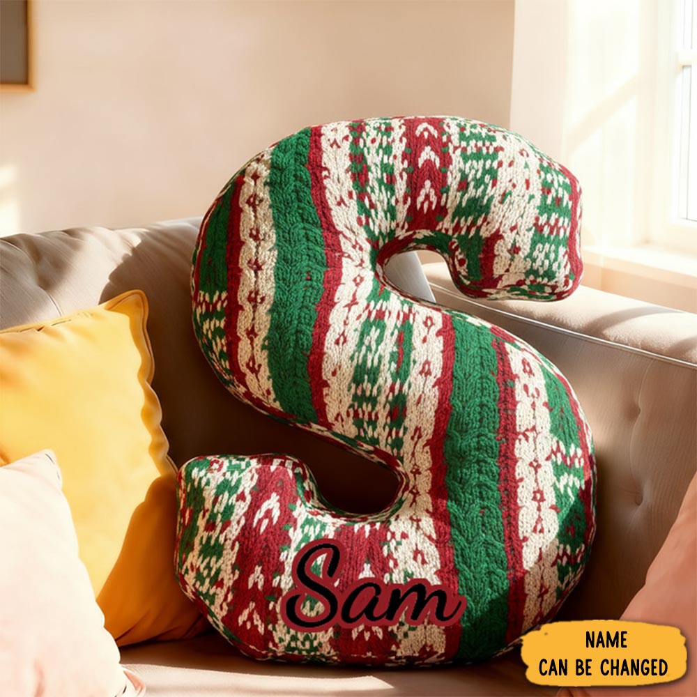 Personalized Funny Pillow Christmas Yarn Twist Graphic Print Letter Customized Name Gift For Kids