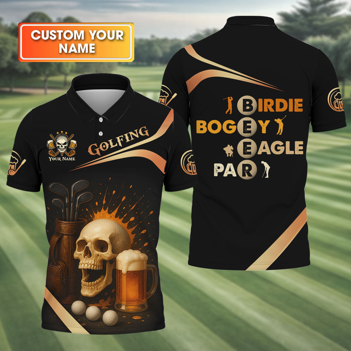 Personalized Funny Skull Beer Golf Polo Shirt Unique Golf Clothes Cool Present For Husband