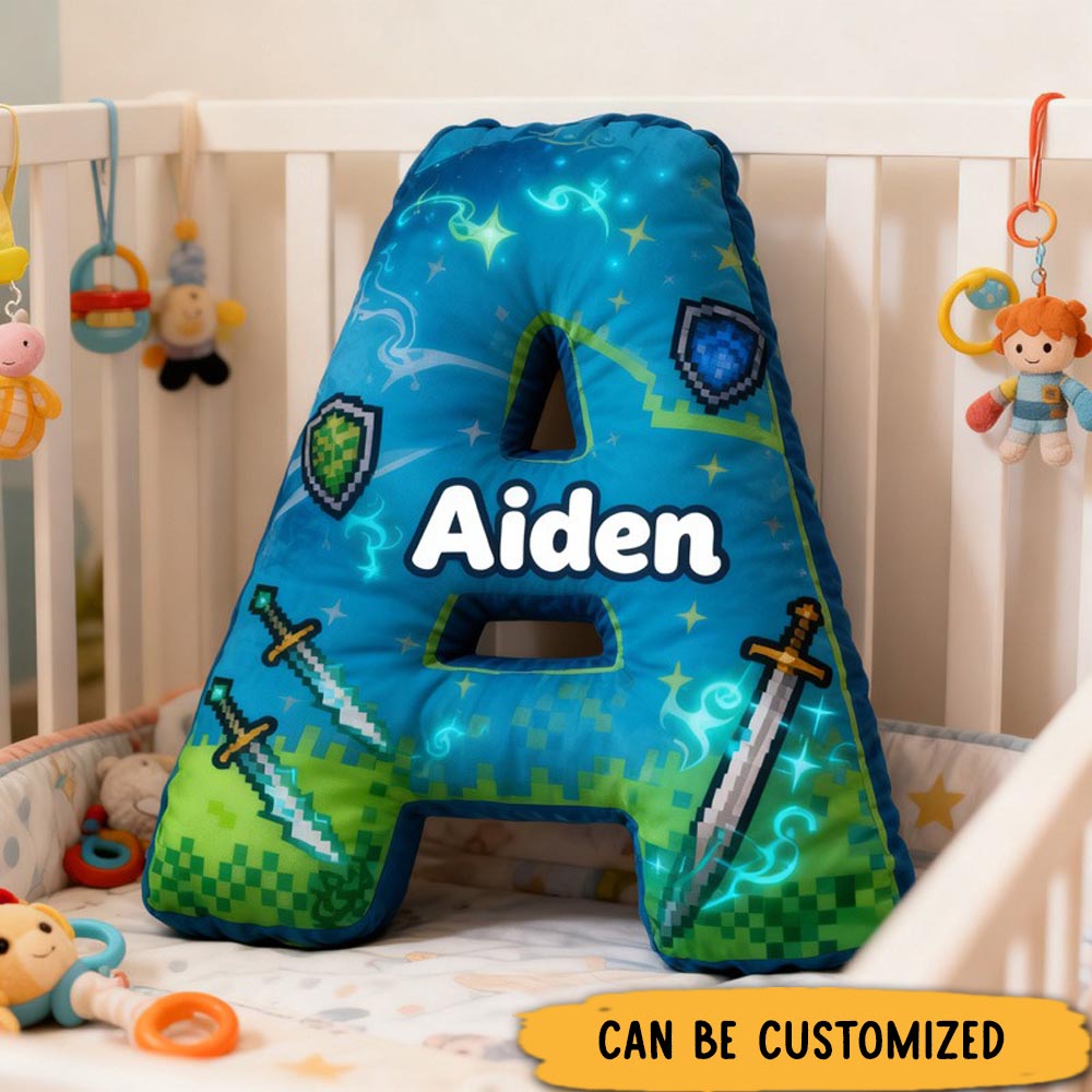 Personalized Game Letter Pillow for Game Lovers Plush Pillow Christmas Birthday Praty Gift for Kids