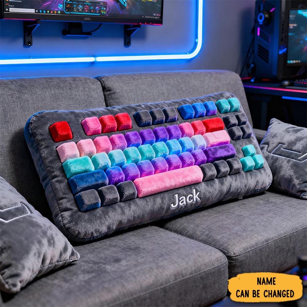 Personalized Gaming Keyboard Pillow Room Accent Cushion Throw Pillows Gifts For Gamer