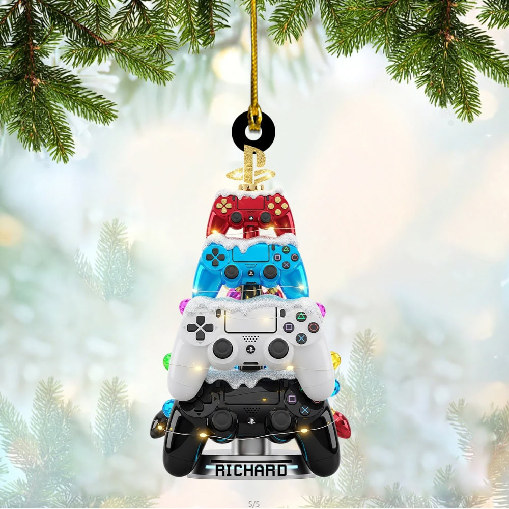 Personalized Gaming Tree Christmas Custom Flat Acrylic Ornament Gift For Gamers