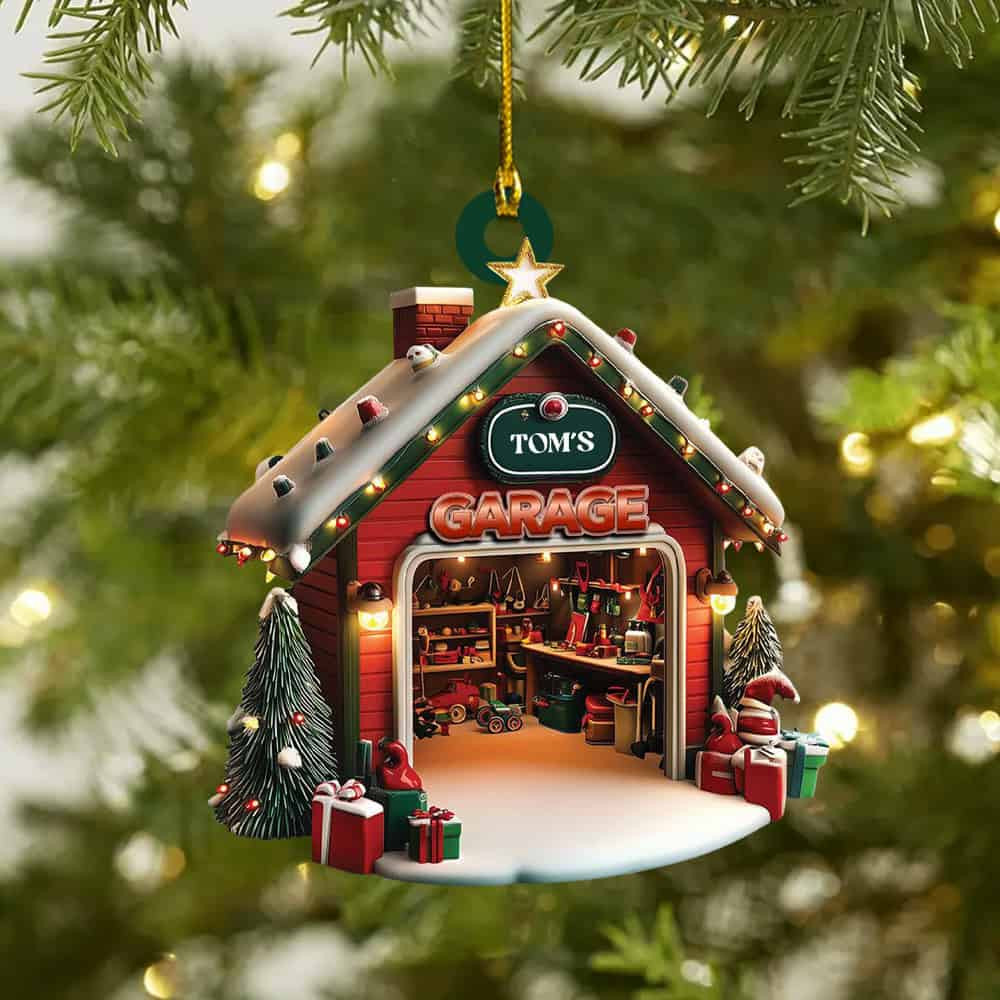 Personalized Garage Christmas Acrylic Ornament