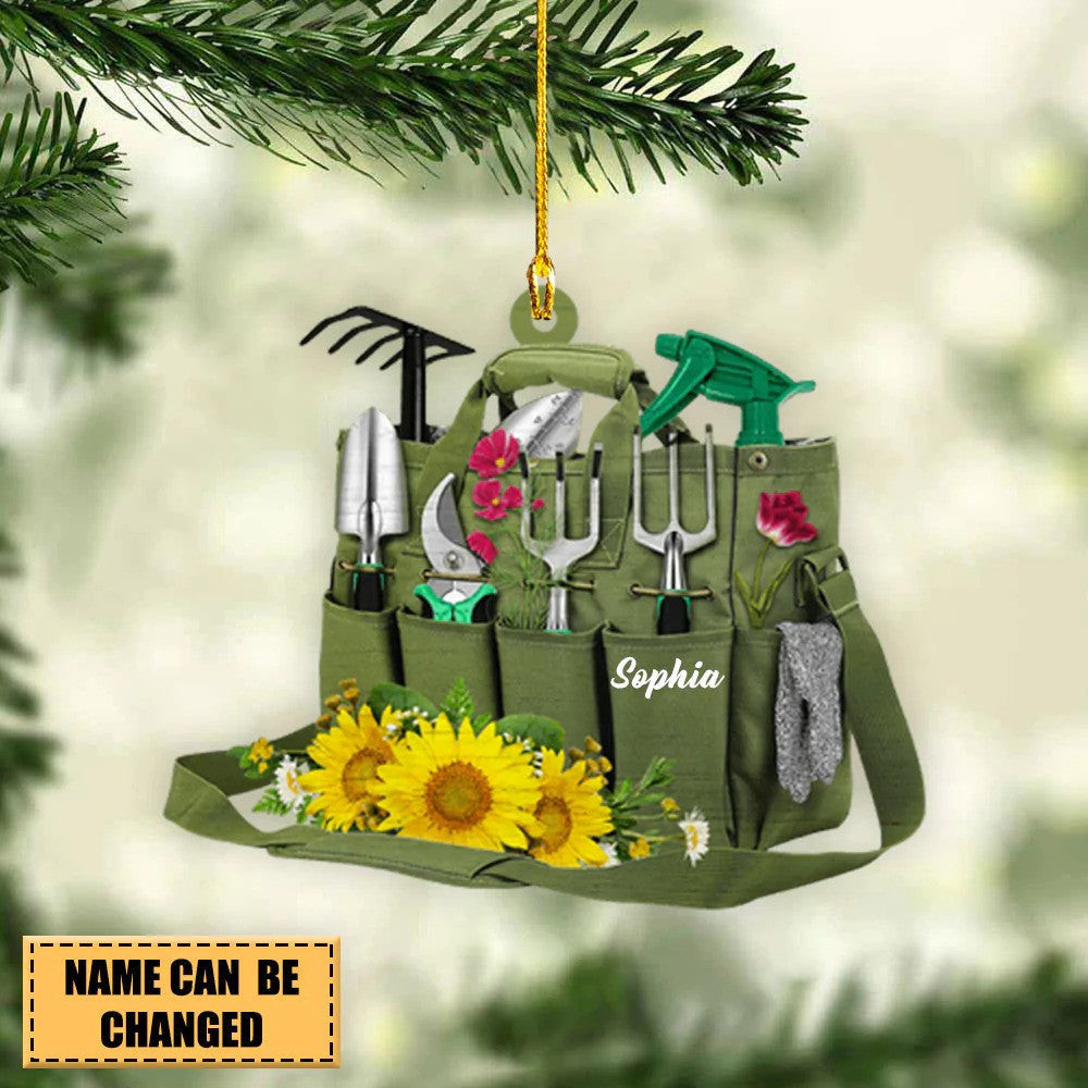 Personalized Gardening Girl Carry Bag Acrylic Ornament Christmas Gift for Gardener