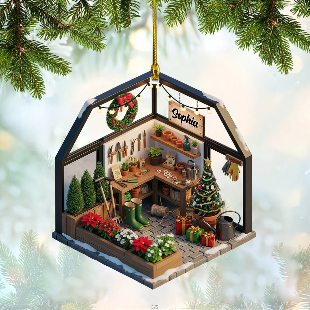 Personalized Gardening Miniature Christmas Custom Flat Acrylic Ornament Gift For Garden Lovers