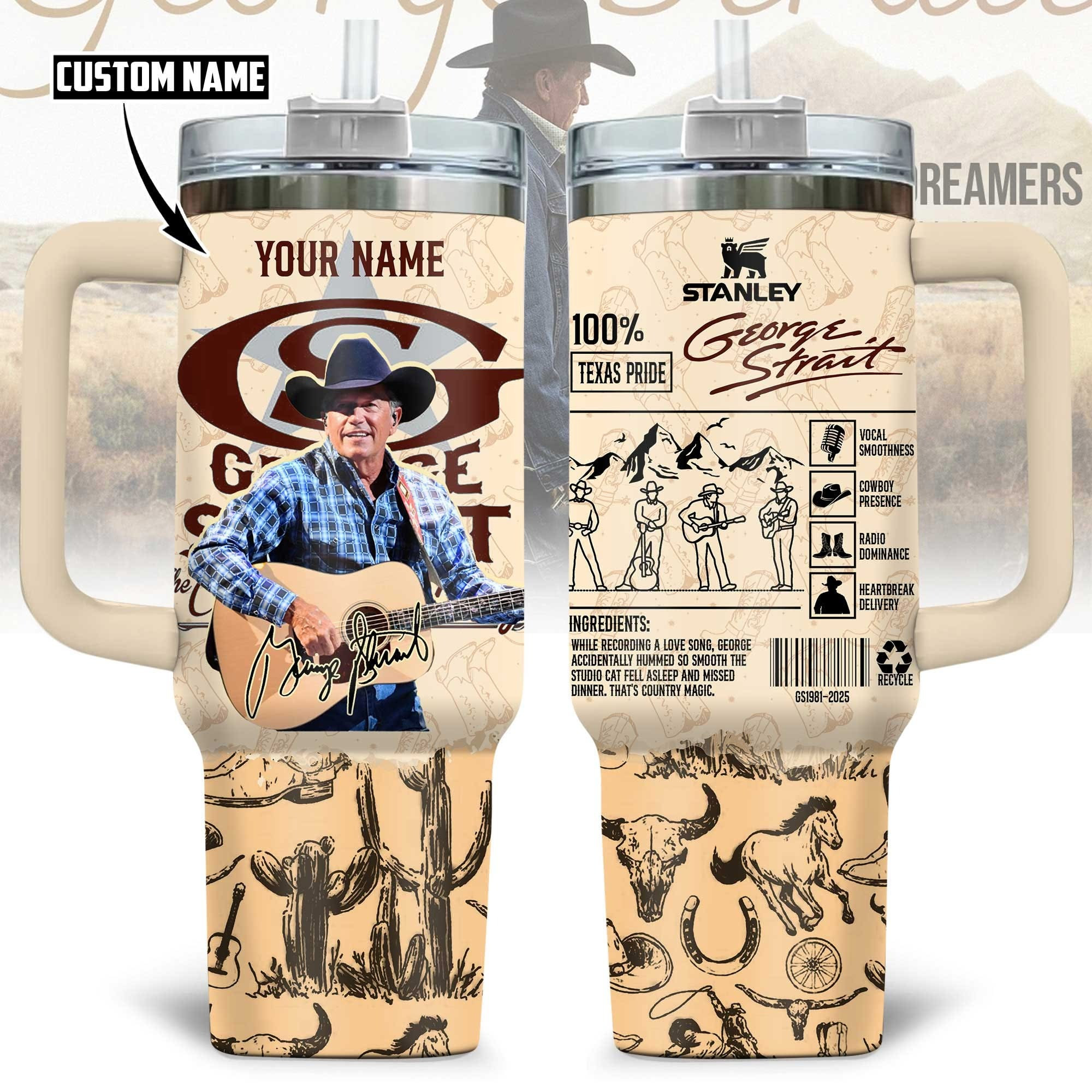 Personalized George Strait Tumbler Merchandise Great Gifts For Country Music Lovers Fans