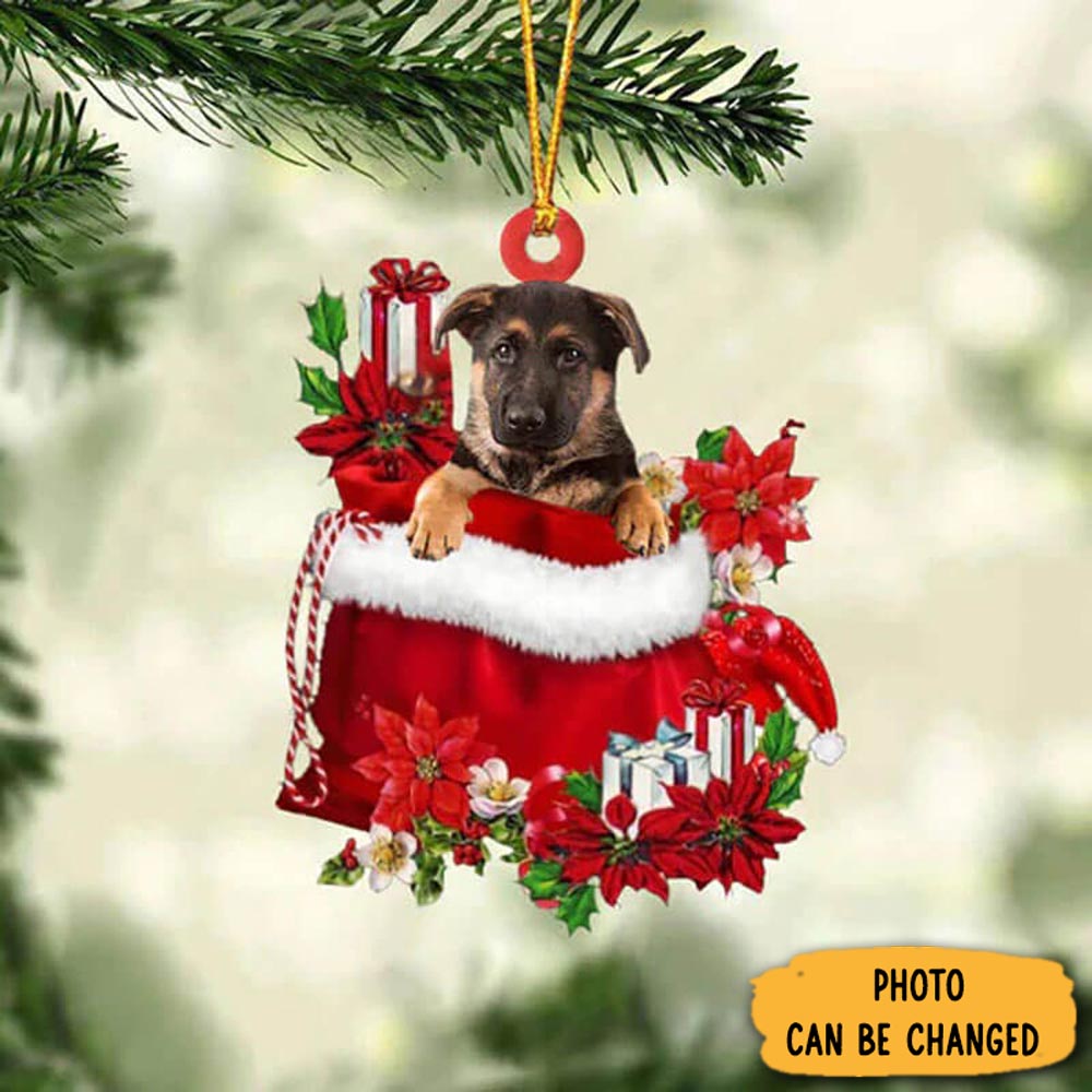 Personalized German Shepherd In Gift Bag Christmas Ornament Lovely Ornament Gift For Him