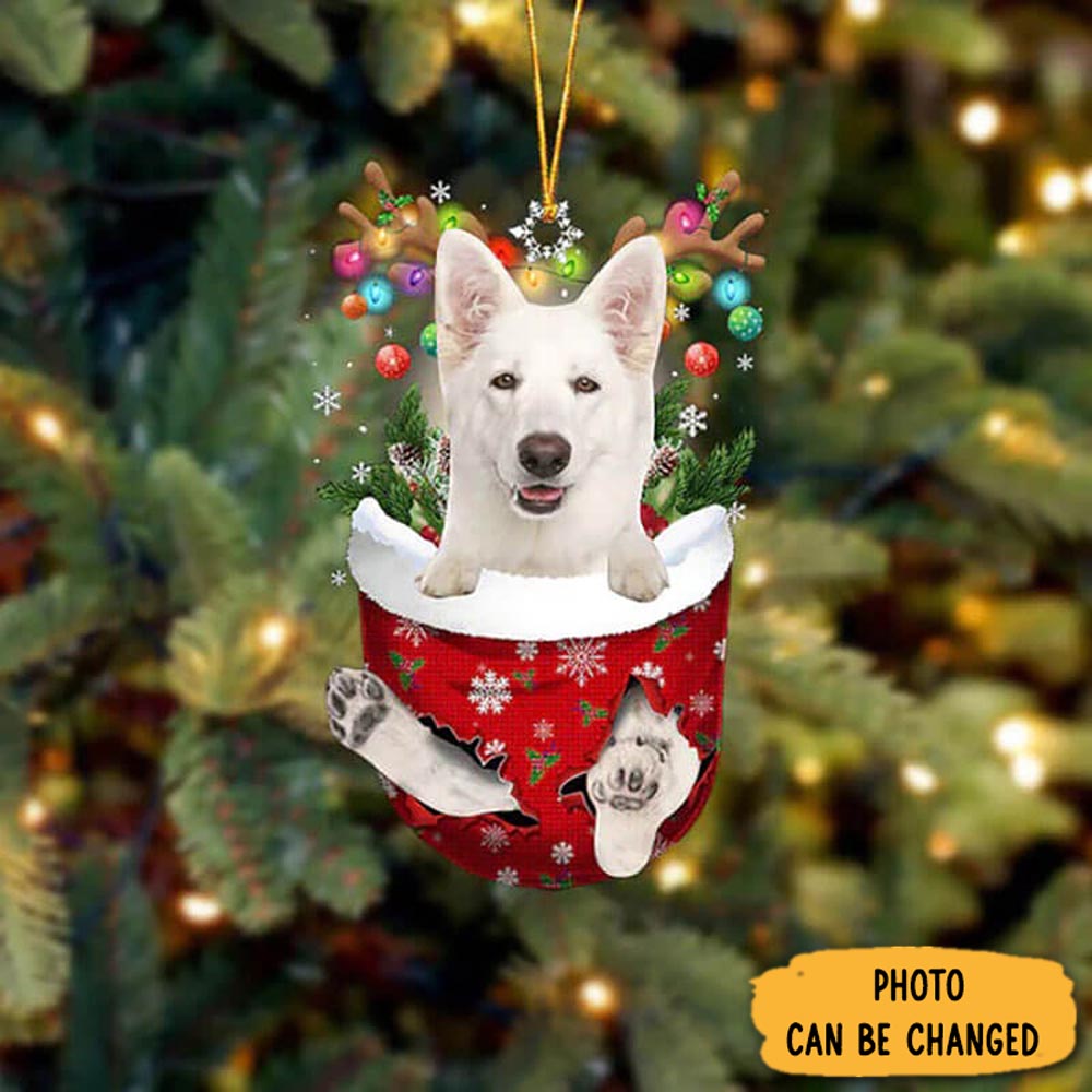 Personalized German Shepherd In Snow Pocket Christmas Ornament Beautiful Holiday Ornament Keepsake