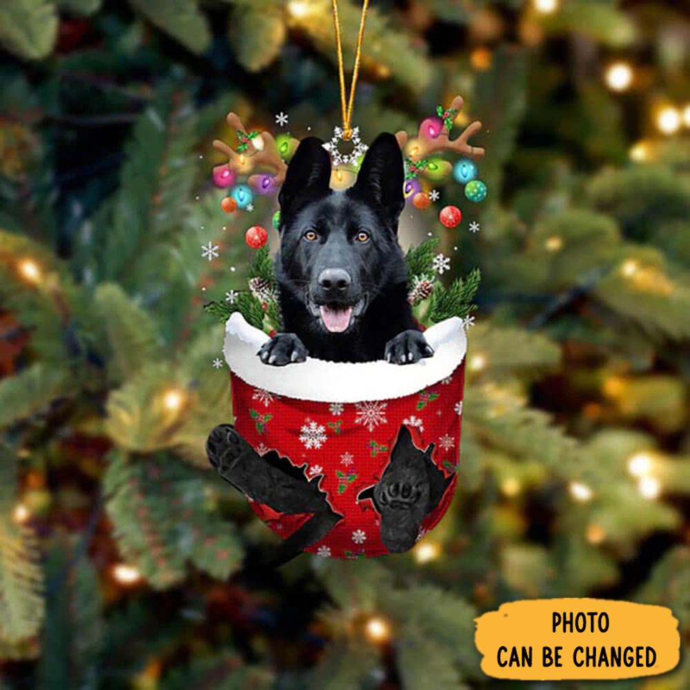 Personalized German Shepherd In Snow Pocket Christmas Ornament Cozy Christmas Ornament Decoration