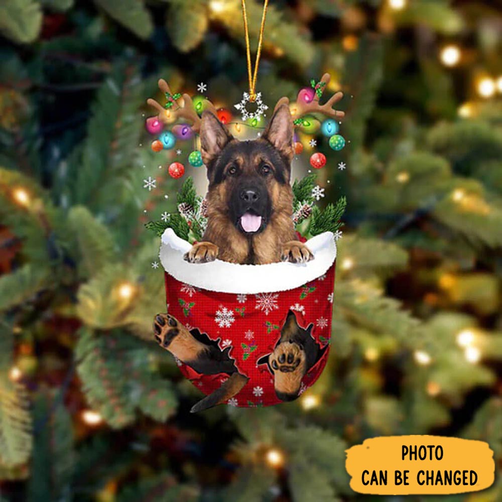 Personalized German Shepherd In Snow Pocket Christmas Ornament Unique Ornament Gift For Friends