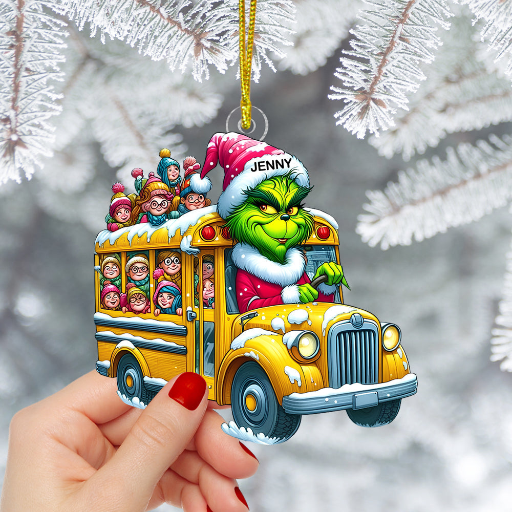 Personalized Gift For Bus Driver Ornament, Green Monster - Xmas Home Decoration Gift