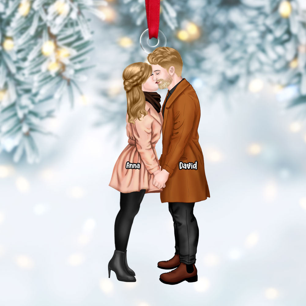 Personalized Gift For Couple Christmas Ornament Couple Kissing - Funny Christmas Ornament Gift