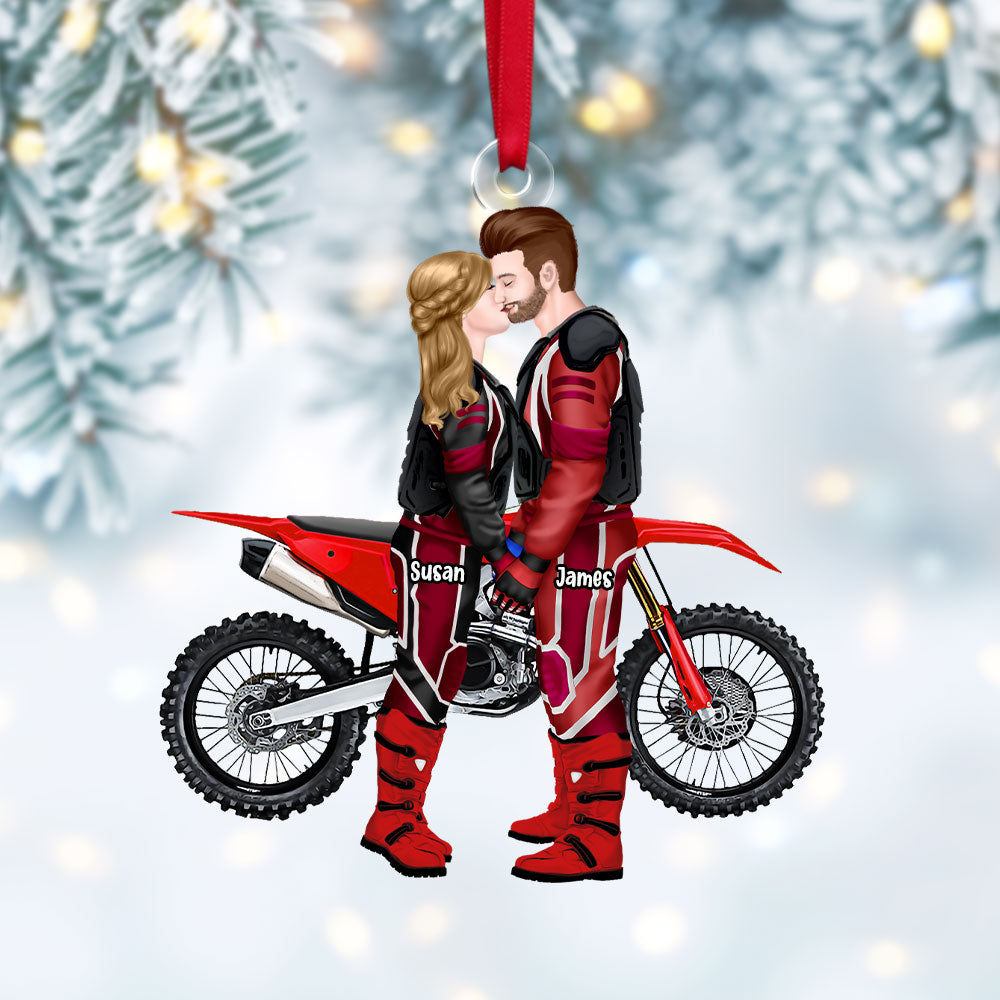 Personalized Gift For Couple Christmas Ornament Motorcross Couple - Fun Holiday Ornament Gift
