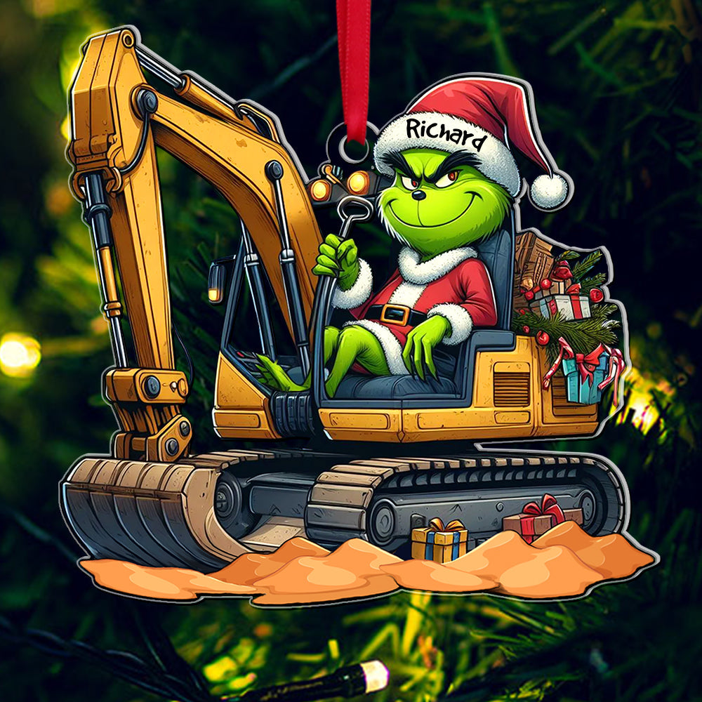 Personalized Gift For Excavator Operator Ornament, Green Monster - Family Christmas Ornament Gift