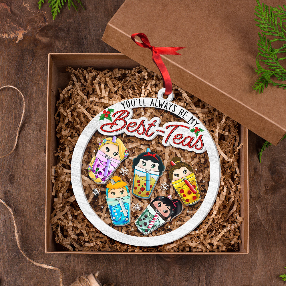 Personalized Gift For Friends, Cartoon Characters Best-Teas Shaker Ornament - Xmas Ornament Gift Personalized Gift For Friends, Cartoon Characters Best-Teas Shaker Ornament - Xmas Ornament Gift