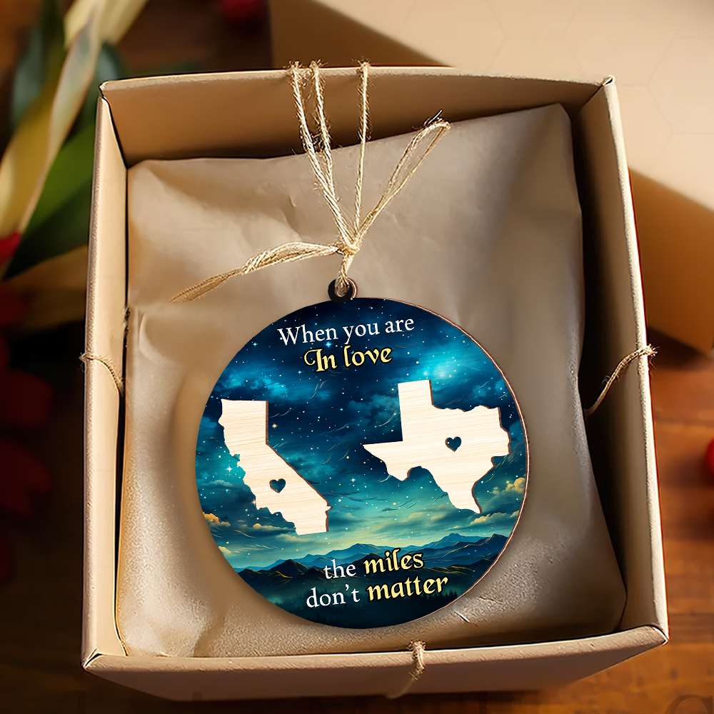 Personalized Gift For Long Distance Relationship, Wooden Ornament - Cute Christmas Tree Gift Idea
