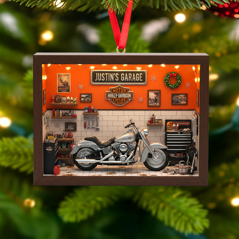 Personalized Gifts For Bikers Garage Christmas Ornament - Xmas Home Decoration Gift