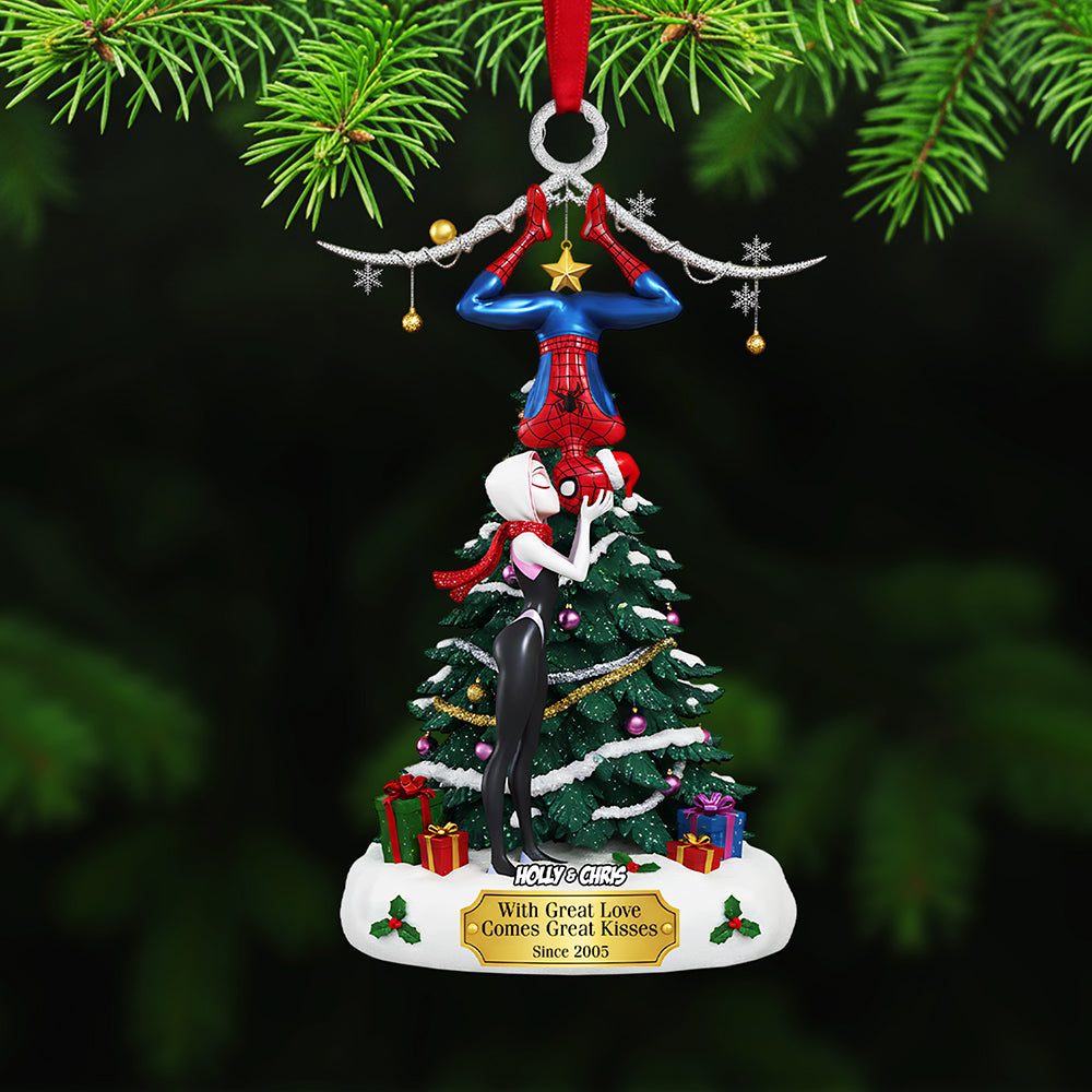 Personalized Gifts For Christmas, Cheeky Kissing Couple Acrylic Ornament - Christmas Ornament Gift Idea