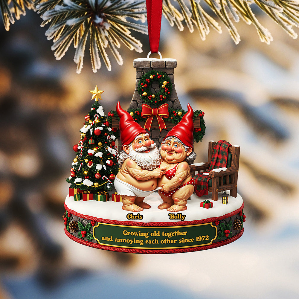 Personalized Gifts For Christmas, Gnome Couple Acrylic Ornament - Festive Holiday Keepsake Gift