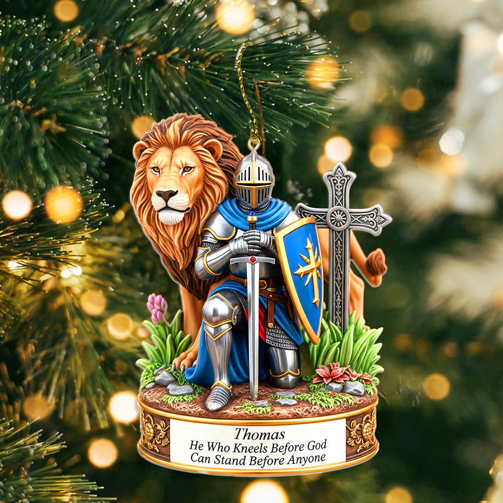Personalized Gifts For Christmas, Kneeling Knight Acrylic Custom Shape Ornament - Funny Christmas Ornament Gift