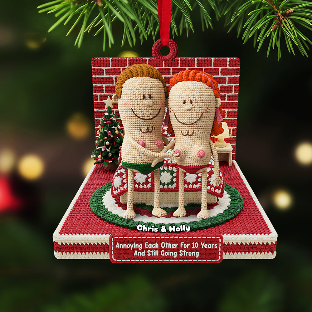Personalized Gifts For Christmas, Knitting Funny Couple Acrylic Ornament - Christmas Ornament Gift Idea