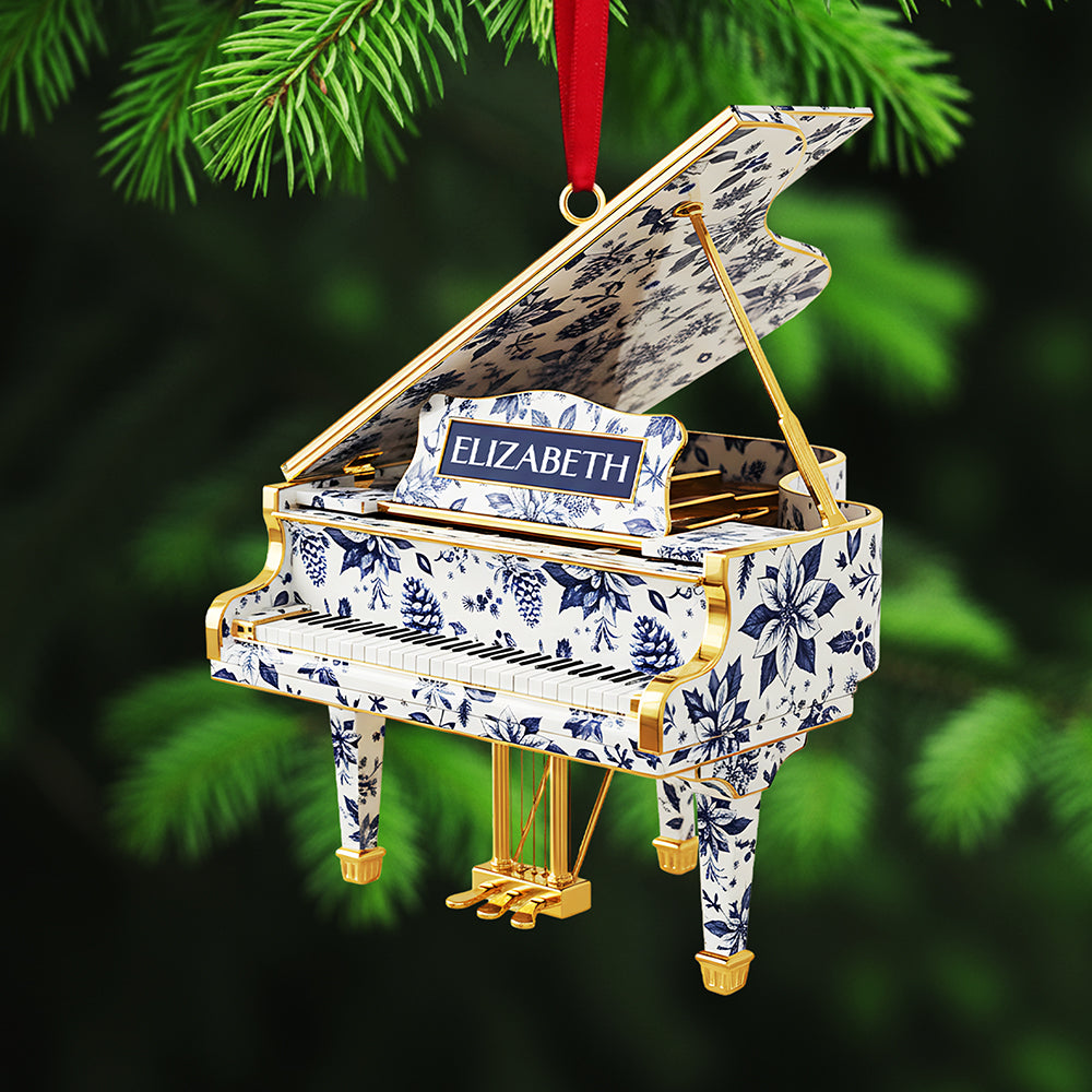 Personalized Gifts For Christmas, Piano Toile de Jouy Custom Shape Acrylic Ornament - Holiday Season Gift Idea