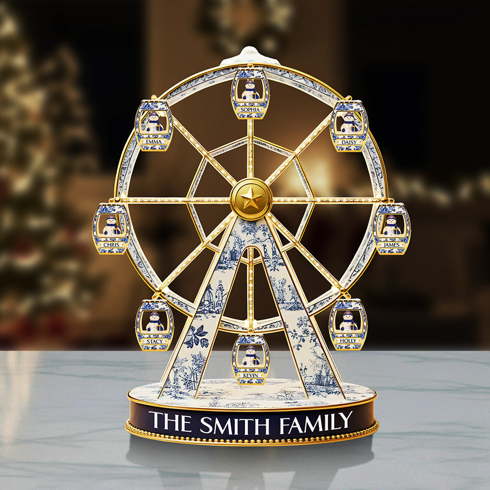 Personalized Gifts For Christmas, Snowman Family Toile De Jouy Acrylic Plaque - Weird Christmas Gifts For Boyfriend