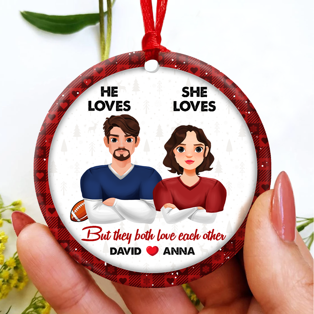 Personalized Gifts For Couple Christmas Ornament American Football Couple - Holiday Tree Decoration Gift