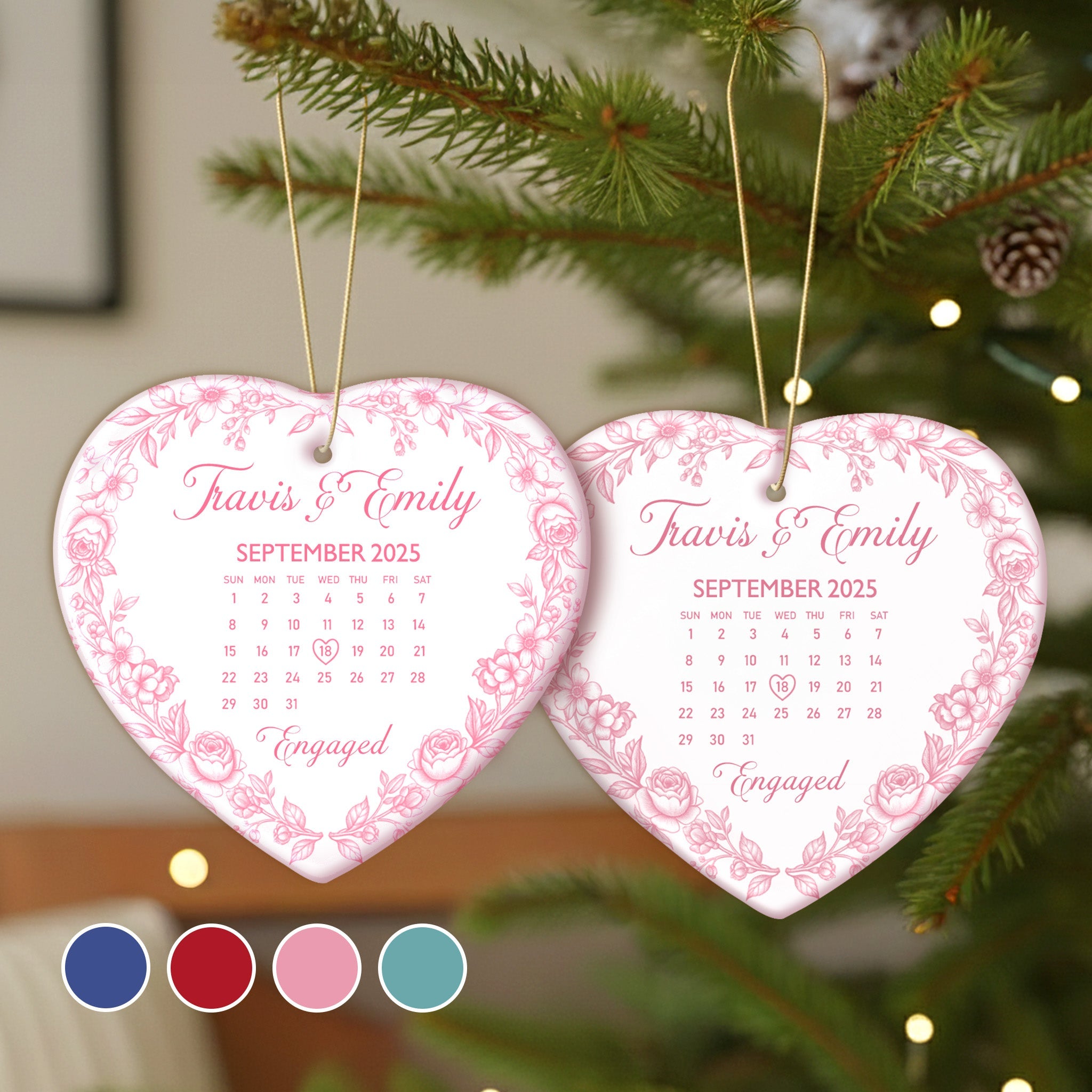 Personalized Gifts For Couple, Couple Anniversary Toile de Jouy Heart Ceramic Ornament - Xmas Home Decoration Gift Personalized Gifts For Couple, Couple Anniversary Toile de Jouy Heart Ceramic Ornament - Xmas Home Decoration Gift
