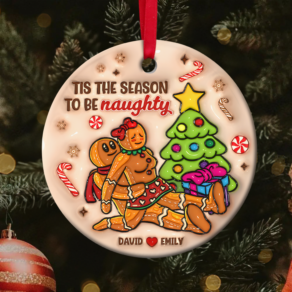Personalized Gifts For Couple Gingerbread Naughty Ornament - Funny Christmas Ornament Gift