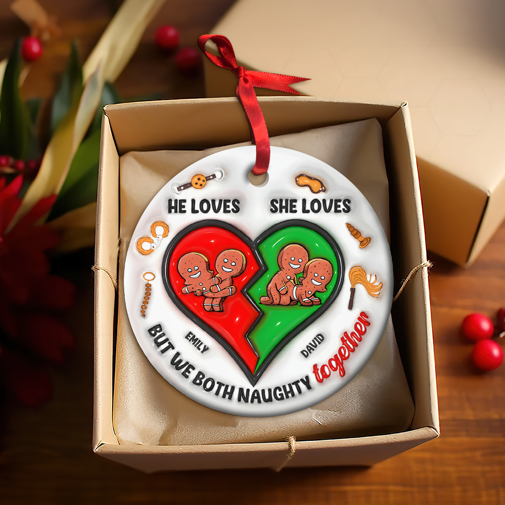 Personalized Gifts For Couple Ornament Cute Inflated Effect - Family Christmas Ornament Gift