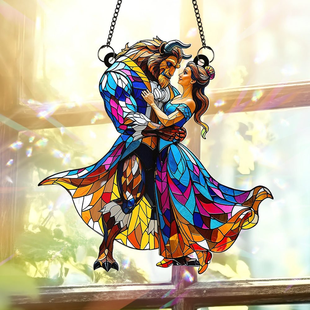 Personalized Gifts For Couple Suncatcher Ornament, Fairy Tale Romantic - Funny Christmas Ornament Gift