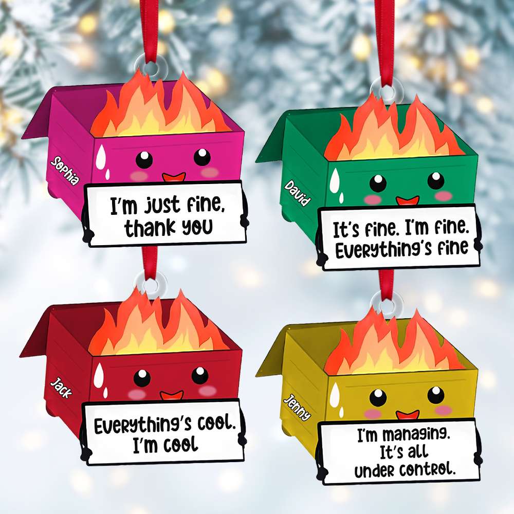 Personalized Gifts For Coworkers Dumpster Fire Acrylic Ornament - Holiday Tree Decoration Gift