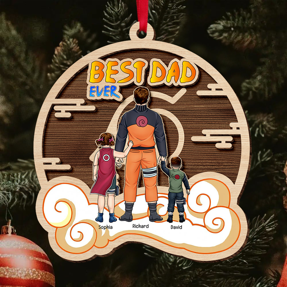 Personalized Gifts For Dad Wood Ornament, Best Dad Ever - Xmas Home Decoration Gift