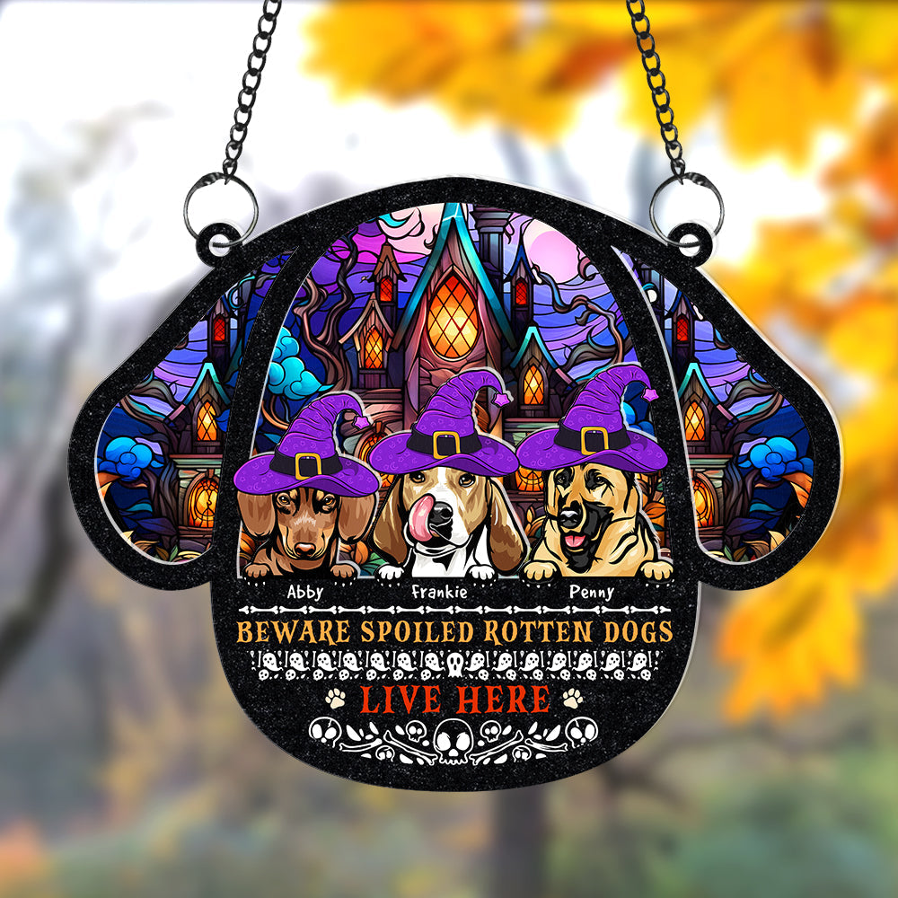 Personalized Gifts For Dog Lover Suncatcher Ornament, Witch Dog - Fun Holiday Ornament Gift Personalized Gifts For Dog Lover Suncatcher Ornament, Witch Dog - Fun Holiday Ornament Gift