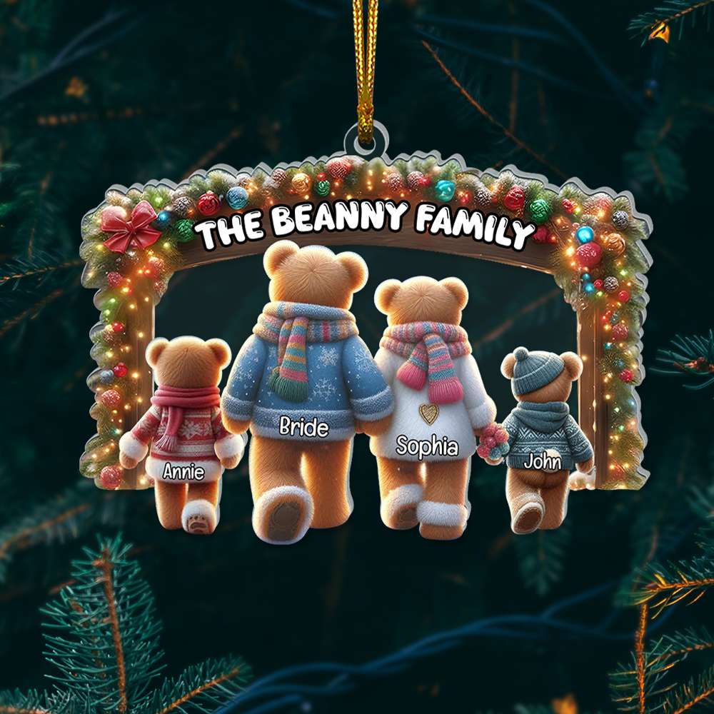 Personalized Gifts For Family, Bear Family Walking Hand In Hand - Xmas Ornament Gift