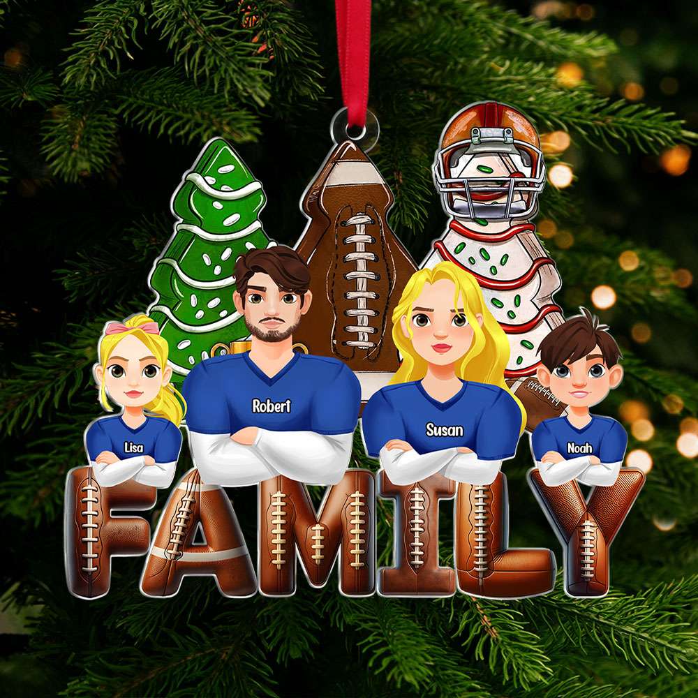 Personalized Gifts For Family Love Football Acrylic Ornament - Christmas Ornament Gift Idea