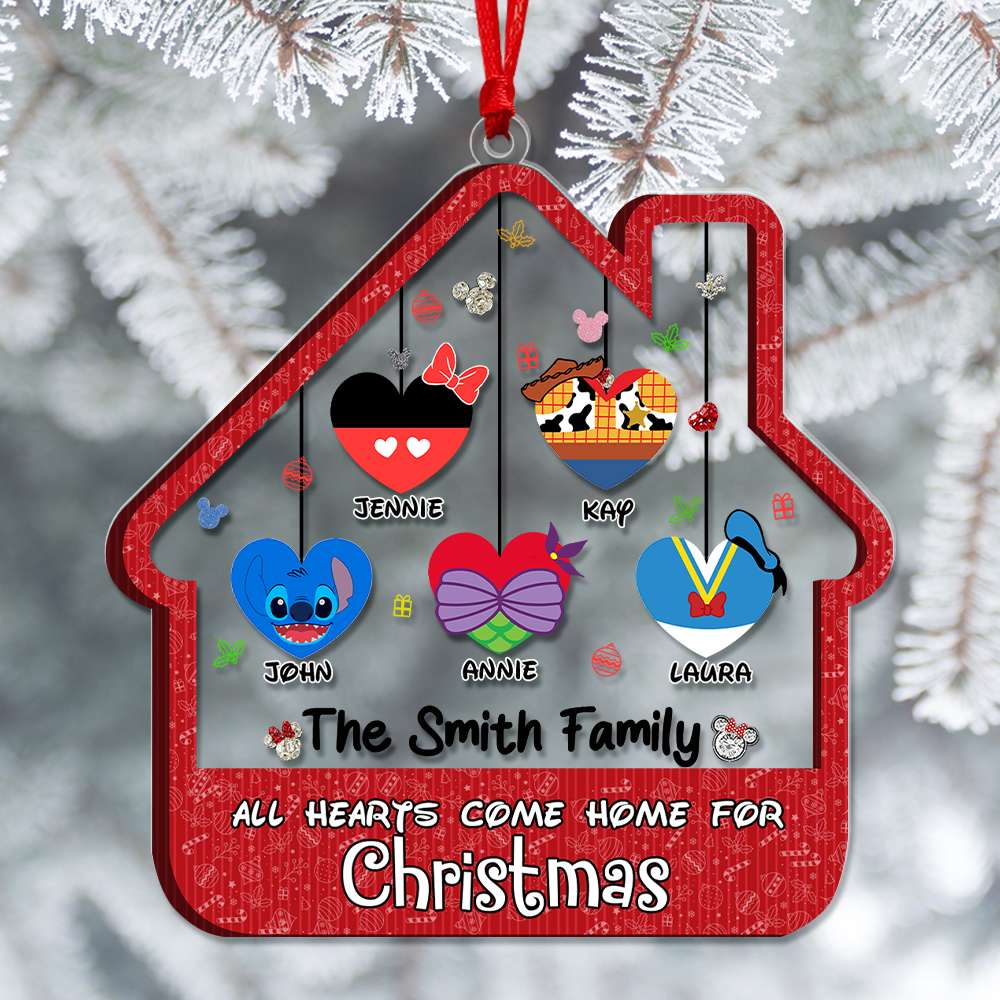 Personalized Gifts For Family Ornament, All Hearts Come Home For Christmas - Fun Holiday Ornament Gift