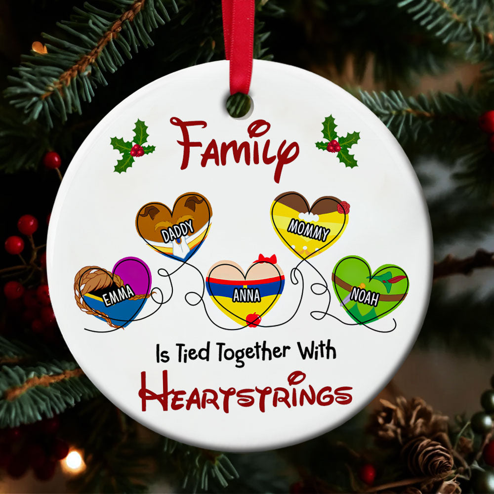 Personalized Gifts For Family Ornament, Tied Together With Heartstrings - Christmas Ornament Gift Idea